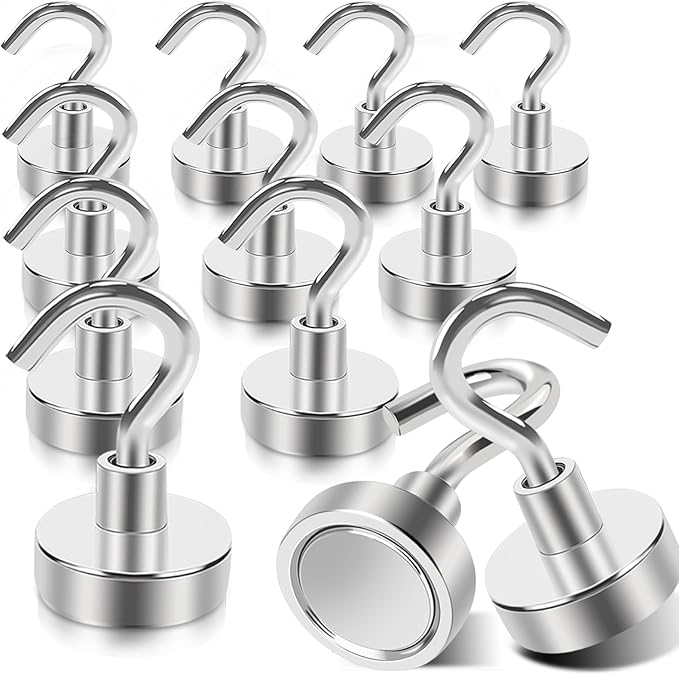 MIN CI Magnetic Hooks Heavy Duty, 35lb+ Strong Magnetic Wall Hooks by MINCIMagnetsManufacturer