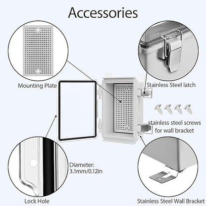 LeMotech Electrical Box, IP67 Waterproof Hinged Clear Cover Stainless Steel - Image 4