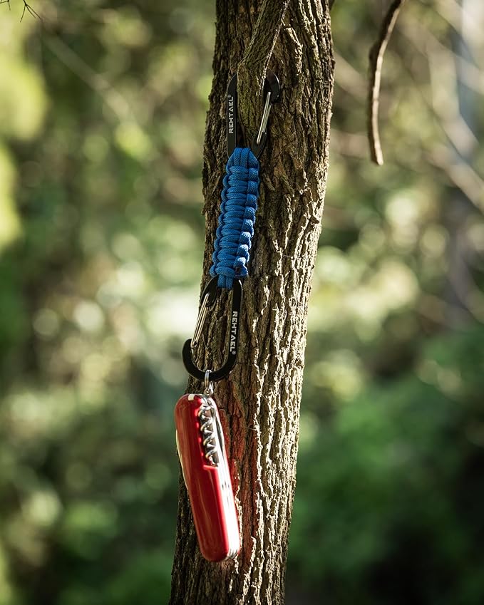 Paracord Braided Carabiner Keychain Lanyard Strap, Hanger Stroller Hook w/2 - Image 4