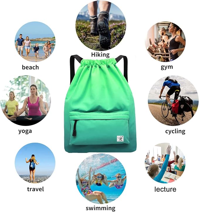 Waterproof Drawstring Bag, Gym Bag Sackpack Sports Beach Backpack - Image 6