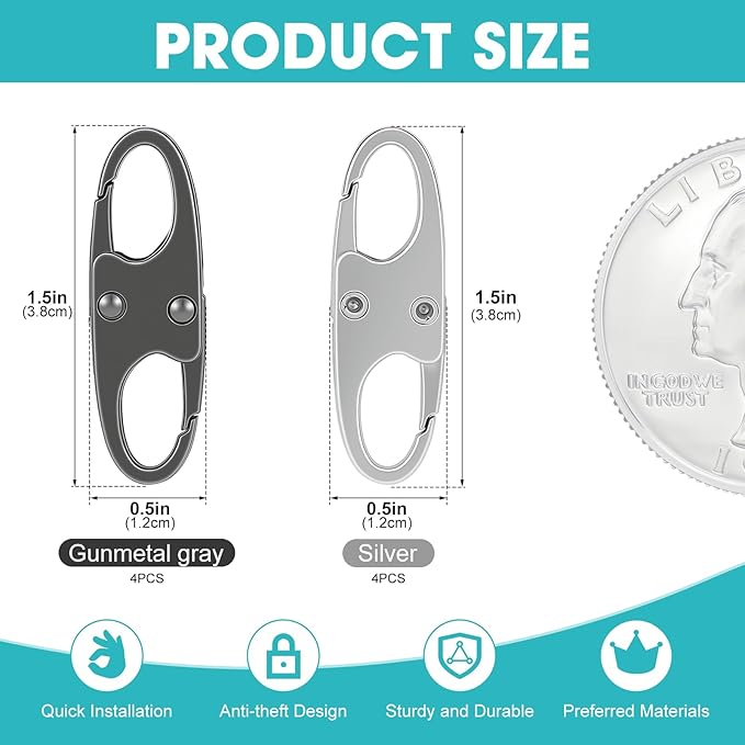 8 Pcs Anti-Theft Small Carabiner Clip, Double Opening Zipper Pull Replacement - Image 2