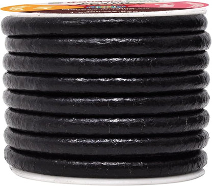 Mandala Crafts Round Genuine Black Leather Cord - Image 2