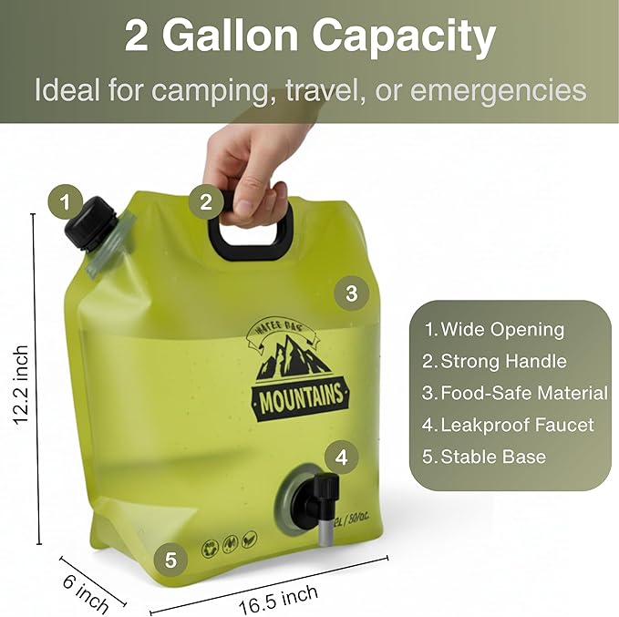 Camping Water Container 2 Gallon Collapsible Water Jug - Image 5