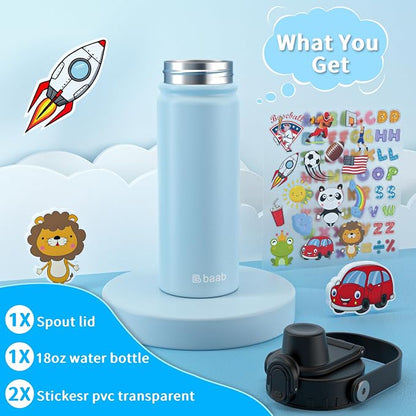 baab 18oz Kids Water Bottle, Insulated Kids Water Bottle - Image 7