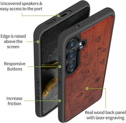 Carveit Wood Case for Galaxy S24 Plus Case Shockproof Protective Cover Unique - Image 6