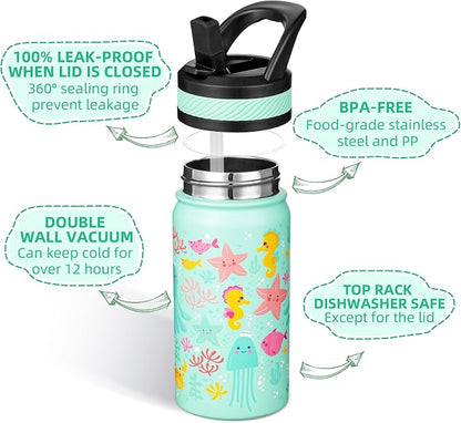 Fanhaw 14 Oz Kids Insulated Water Bottle - Image 2