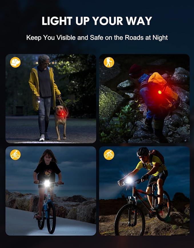 Cuvccn Bike Lights Super Bright, Rechargeable Bicycle Lights Set Multiple Modes - Image 7