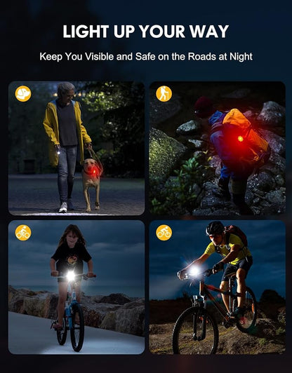 Cuvccn Bike Lights Super Bright, Rechargeable Bicycle Lights Set Multiple Modes - Image 7