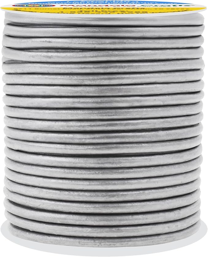 Mandala Crafts Round Genuine Silver Leather Cord - Image 2