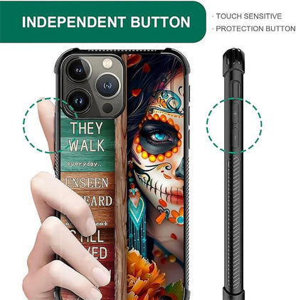 for iPhone 16 Pro Max Case, Sugar Skull Day of Death Halloween Pattern Graphic - Image 4