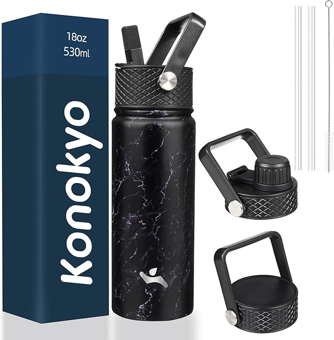 Konokyo 18 oz Insulated Water Bottle Stainless Steel Sport Bottles by Konokyo