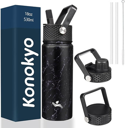 Konokyo 18 oz Insulated Water Bottle Stainless Steel Sport Bottles by Konokyo