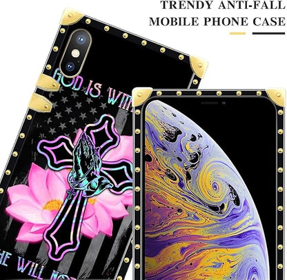 Compatible with iPhone XR Case, Praying Cross Hands Luxury Golden Decoration - Image 4