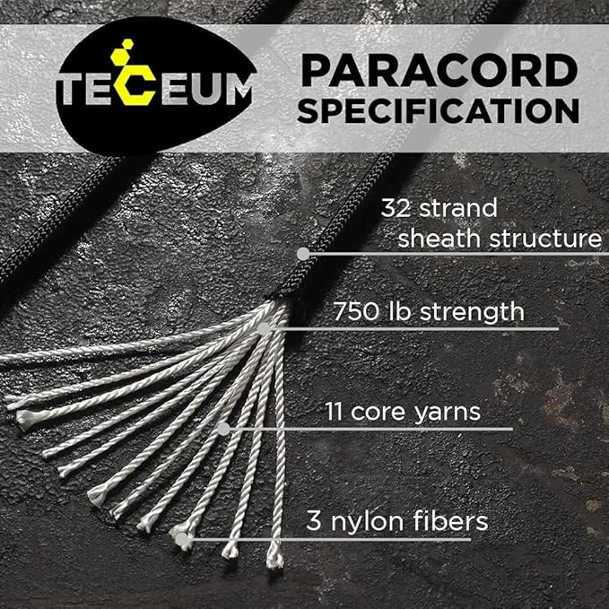 TECEUM 5/32" Paracord Rope 1000 – 1000ft / 200ft / 100ft / 50ft – Tactical - Image 2