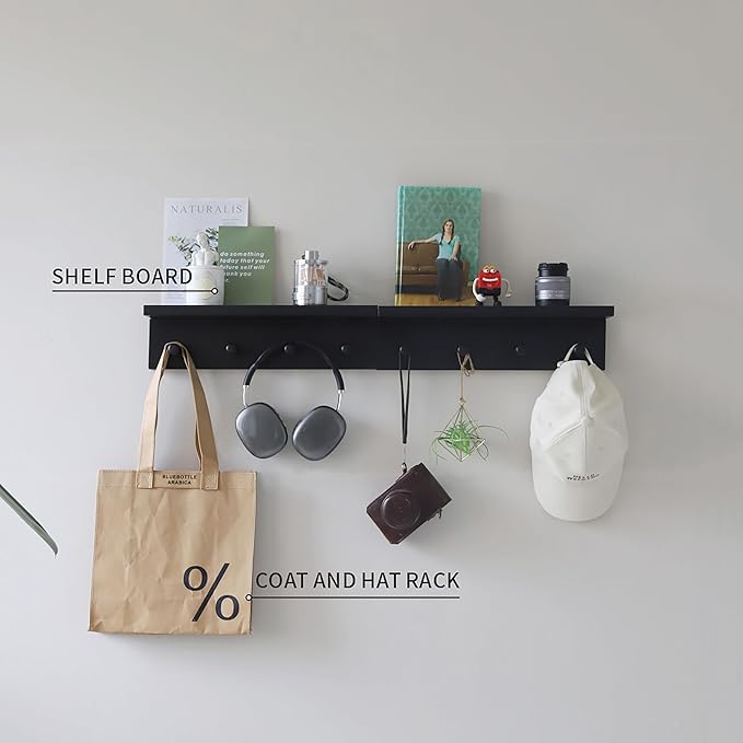 Entrance Coat Rack ，Coat Hooks, Wall-Mounted Wooden Hook Rack, Wall-Mounted - Image 4