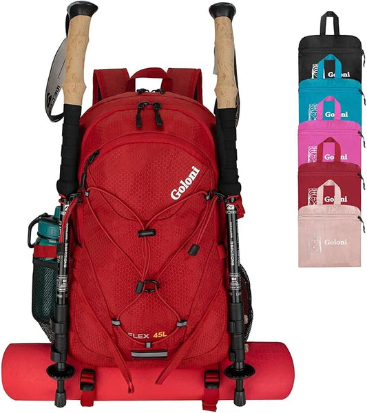 Goloni 45L Hiking Backpack Lightweight Foldable, Waterproof Camping Backpack by GoloniYourStyleYourRule