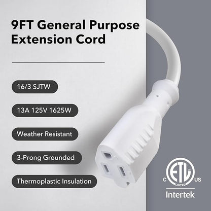 BN-LINK 9ft Outdoor Extension Cord, 16 Gauge General Purpose Power Cord - Image 3