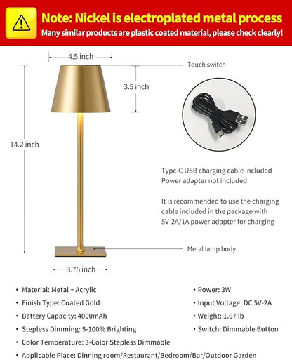KDG 2 Pack Cordless Table Lamp, Portable LED Desk Lamps, 5000mAh Battery - Image 5