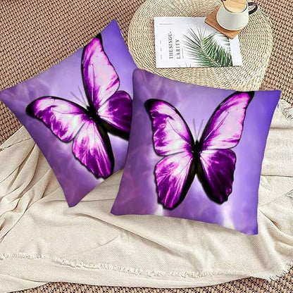 Purple Butterfly Couch Pillow Covers 18 X 18 Vibrant Magical Nature Insect Set - Image 3