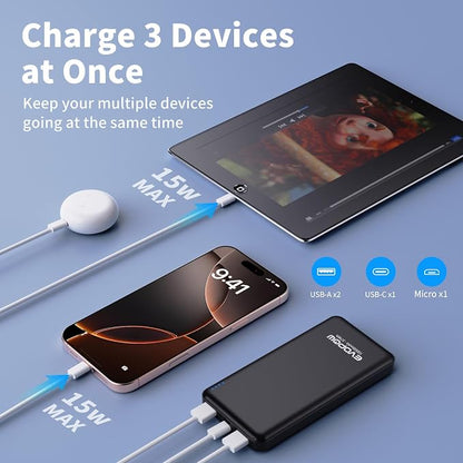 2 Pack Portable Charger, Slimmer 10000mAh Power Bank, USB C in&Out Fast - Image 4