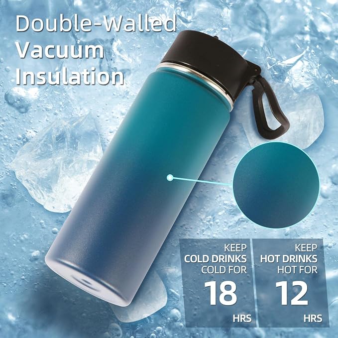 Volhoply 18oz Insulated Water Bottle Bulk 2 Pack, Kids Stainless Steel Water - Image 2
