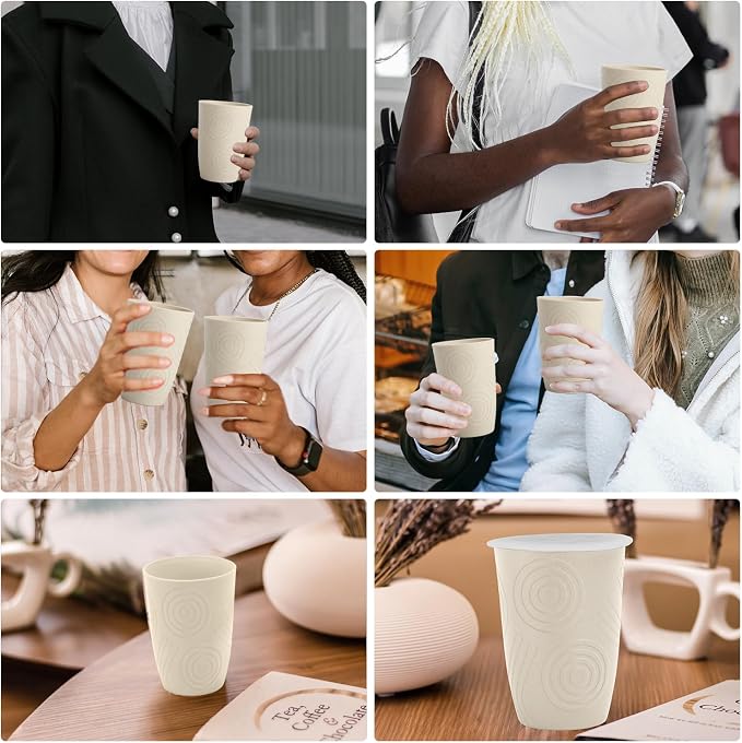 Wrova Wheat Straw Cups with Silicone Covers 16oz Set of 6 - Image 7