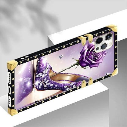 Compatible with iPhone 12 Pro Max Case, High Heeled Purple Diamond Rose Luxury - Image 4