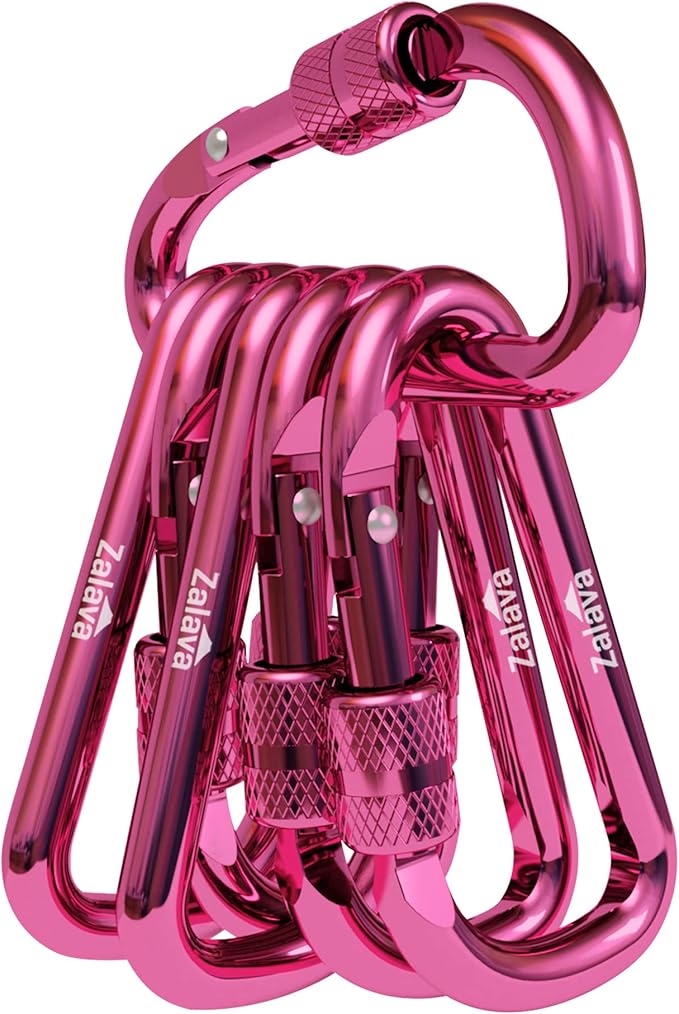 6PCS Carabiner Keychain, 2 inch Aluminum D-Clip Caribeener by Zalava