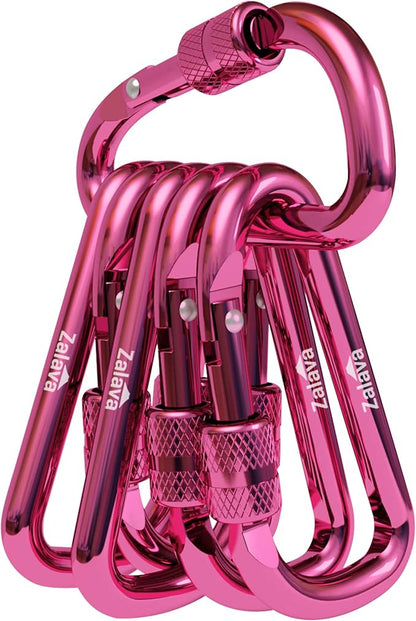 6PCS Carabiner Keychain, 2 inch Aluminum D-Clip Caribeener by Zalava