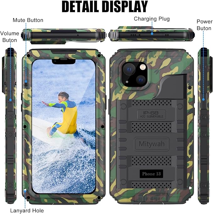 Mitywah Waterproof Case for iPhone 13, Heavy Duty Military Grade Protection - Image 6