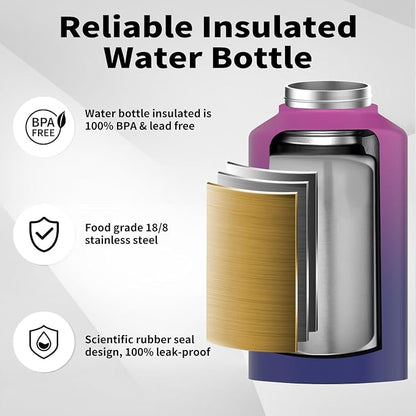 WATERSY 2/3 Gallon Water Bottle Insulated, BPA Free&Leak Proof, 87oz Stainless - Image 3