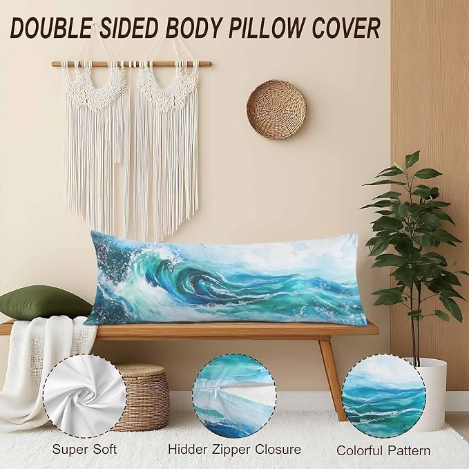 Couch Body Pillow Cover Ocean Wave Bedding Body Pillow Case - Image 4