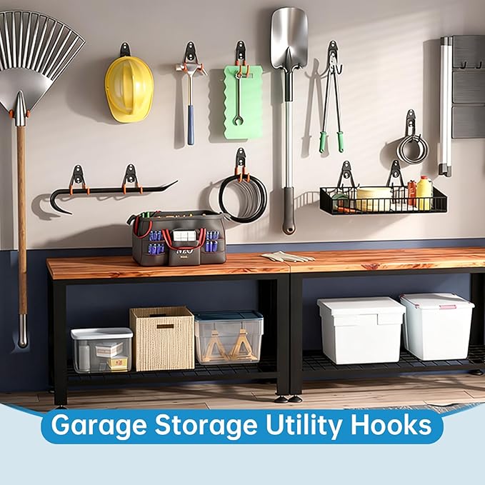 GeeWatom 2 Pack Garage Storage Utility Hooks，Garage Garden Tool Organizer，Steel - Image 5