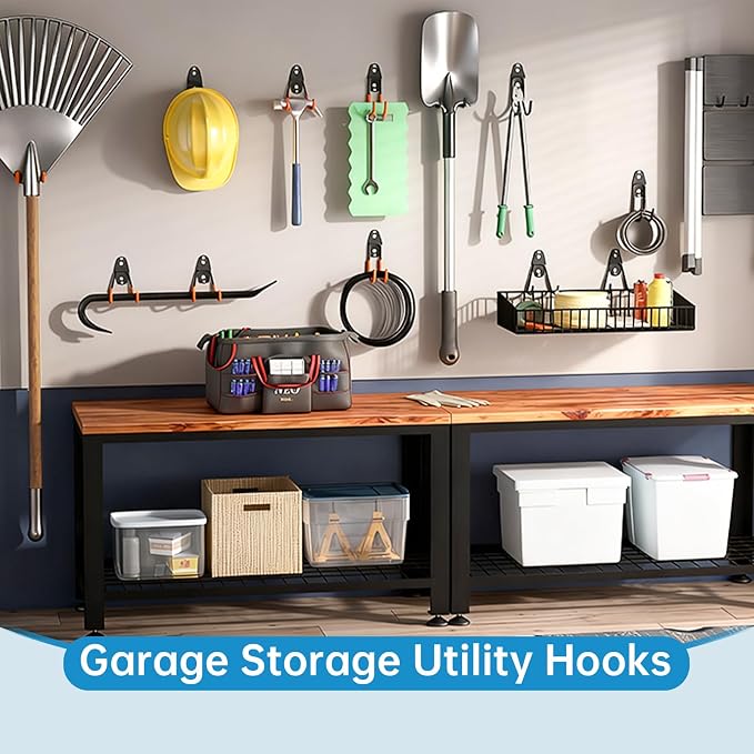 GeeWatom 2 Pack Garage Storage Utility Hooks，Garage Garden Tool Organizer，Steel - Image 5
