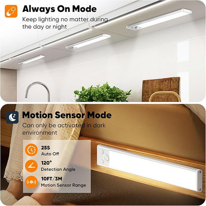 Motion Sensor Under Cabinet Lights, 2500mAh 12inch Battery Operated Wireless - Image 5