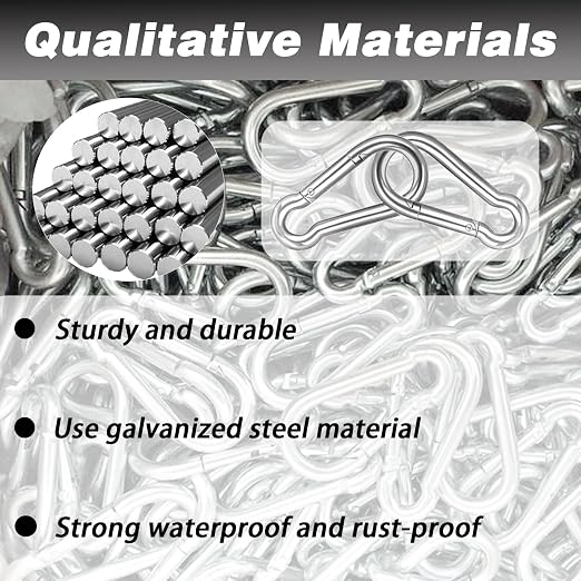 100 PCS 3'' Spring Snap Hook Carabiner, M8 5/16 Inch Galvanized Silver Steel - Image 4