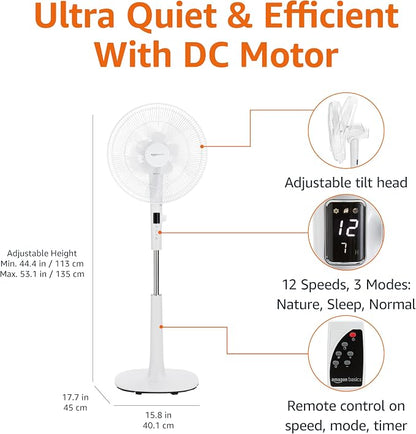 Amazon Basics 16" DC Motor Standing Floor Fan, 12 Speed - Image 2