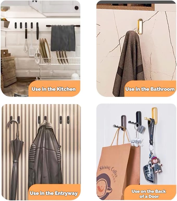 4 Pack Gold Folding Wall Hooks - Image 5