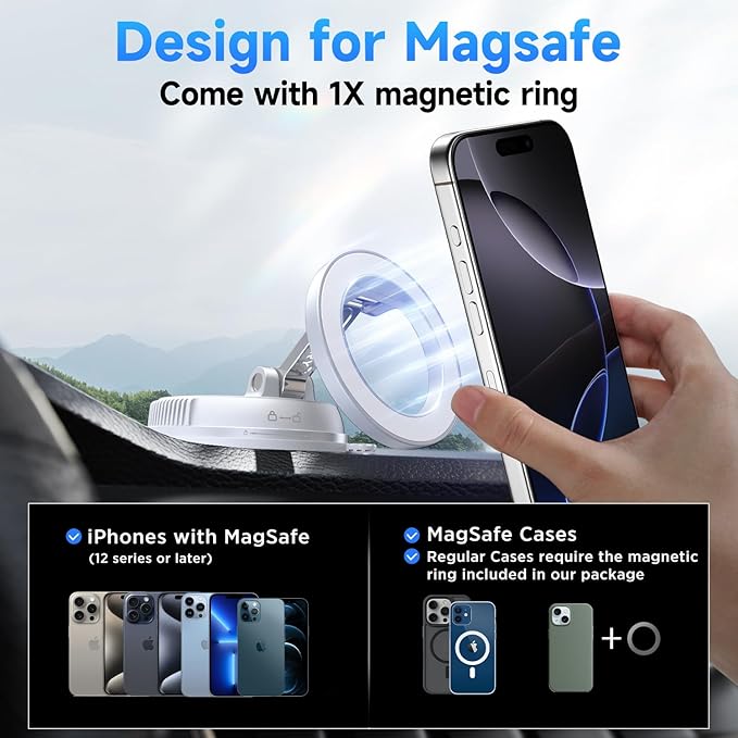 ANDERY Car Phone Holder for Magsafe 360° Adjustable Car Phone Mount, Phone - Image 6