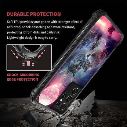 for Samsung Galaxy S21 Ultra Case, Star Two Wolfs Howling Pattern Graphic - Image 6
