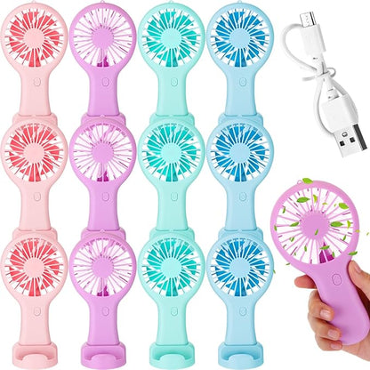Woanger 12 Pcs Mini Handheld Fan Bulk 3 Speed USB Electric Battery Operated by Woanger