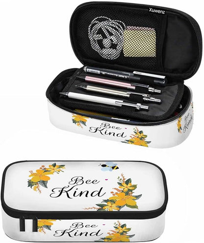 Bee Pencil Case Cute Bee Kind Yellow Flower Bunches Pencil Bag Pen Markers by Unknown