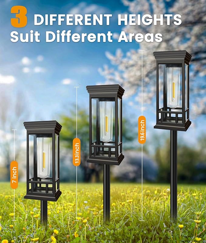 2 Pack Solar Pathway Lights Outdoor, Taller Bright Solar Path Lights Waterproof - Image 3