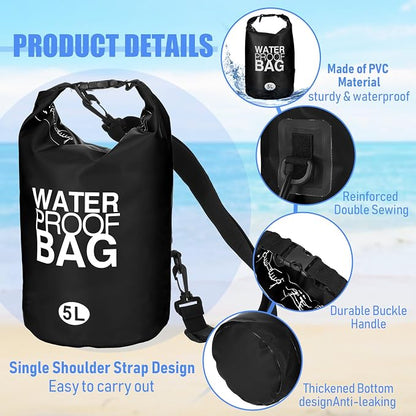 Jexine 10 Pack Dry Bag Waterproof, 5L Ultralight Dry Sacks Roll Top Storage Bag - Image 5