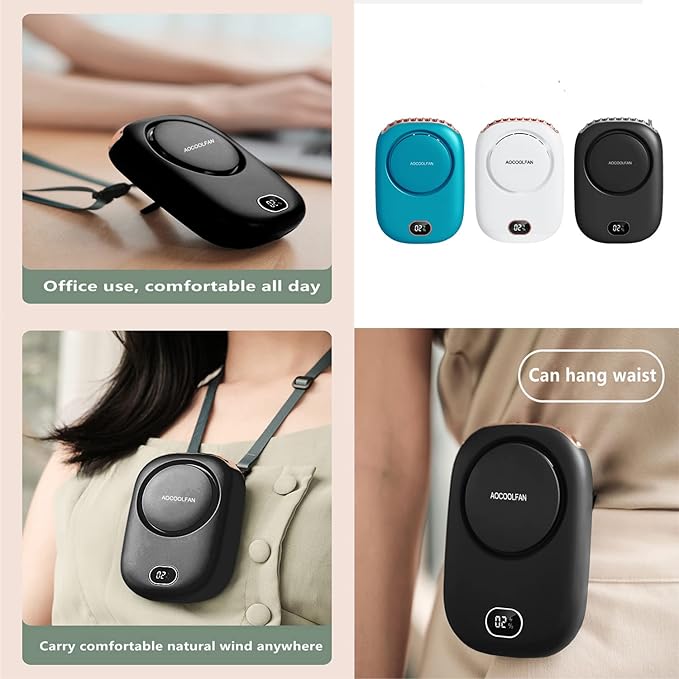 AOCOOLFAN Portable Neck Fan, Mini Small Personal Handheld Fan USB Rechargeable - Image 4