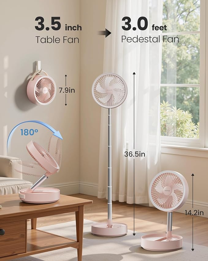 Gaiatop Portable Pedestal Fan 16000mAh Battery, Foldable Oscillating Standing - Image 7