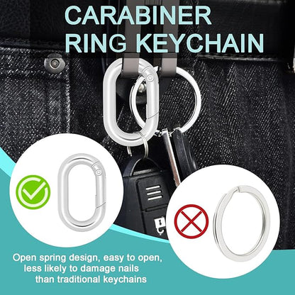 10Pack 1 Inch Small Oval Keyring, Metal Tiny Carabiner Spring Snap Hooks Clip - Image 6