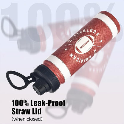 Football Water Bottle, 24 oz Insulated Stainless Steel Sports Bottle - Image 3