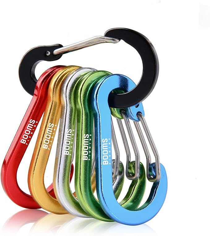 Booms Fishing CC1 Multi-Use Carabiner Clip, 6 Pack Small Caribeener Clips by BoomsFishing