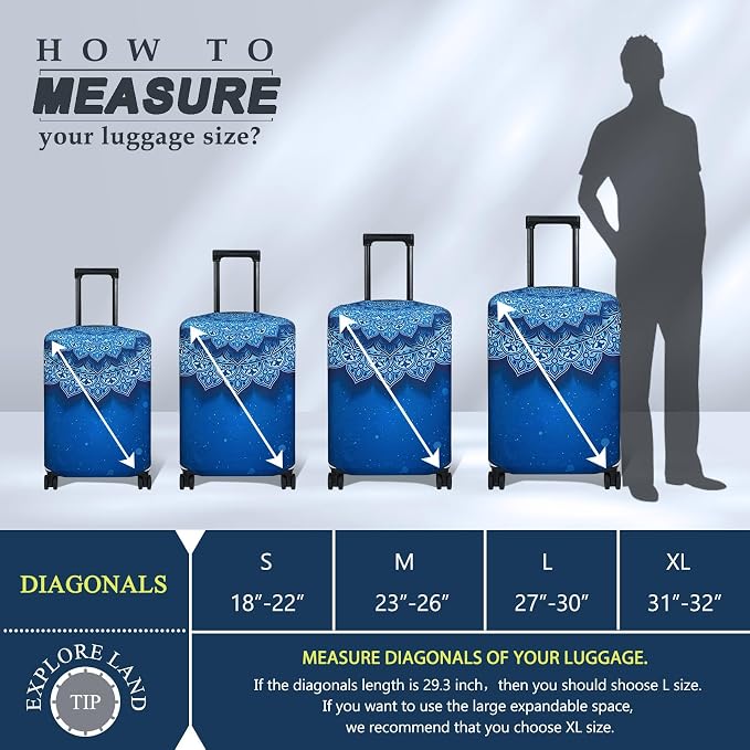 Explore Land Travel Luggage Cover Suitcase Protector Fits 18-22 Inch Case - Image 5